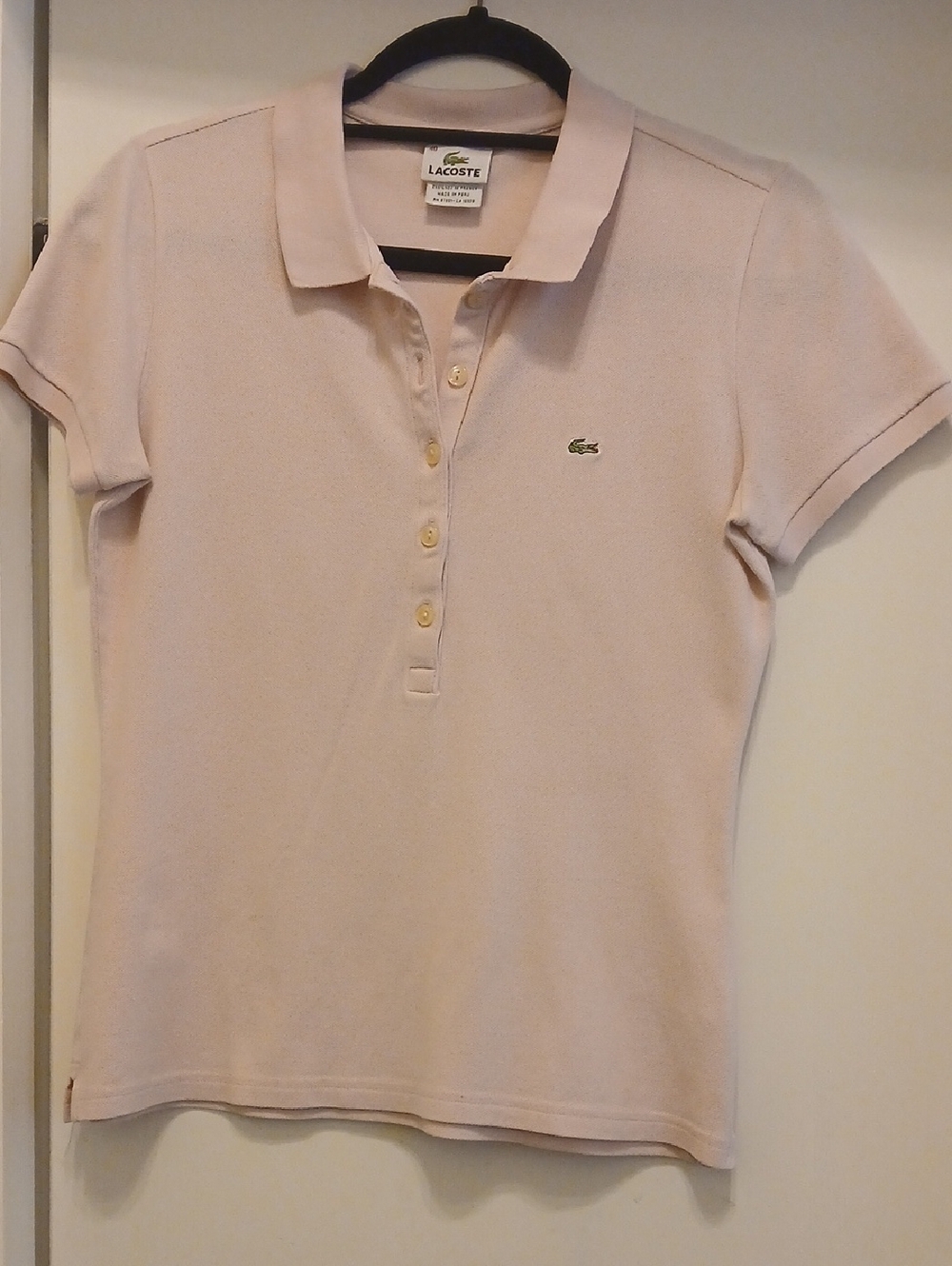 Lacoste Light Pink Short Sleeve Polo with Green Croc